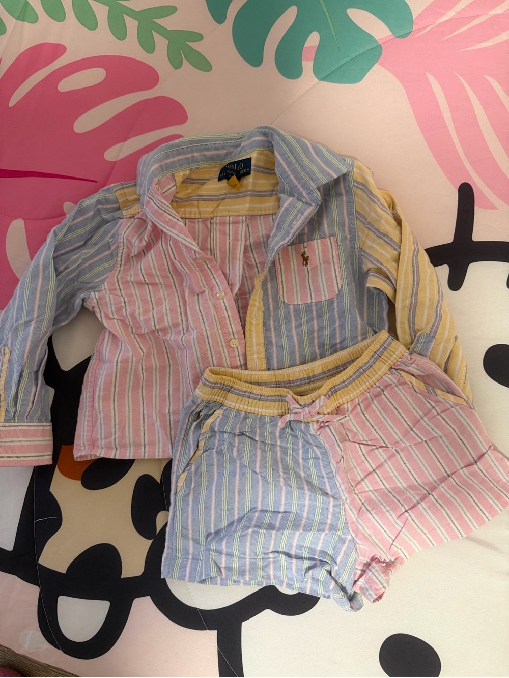 Polo by Ralph Lauren Pastel Striped Pink Blue Yellow Kids Matching Set